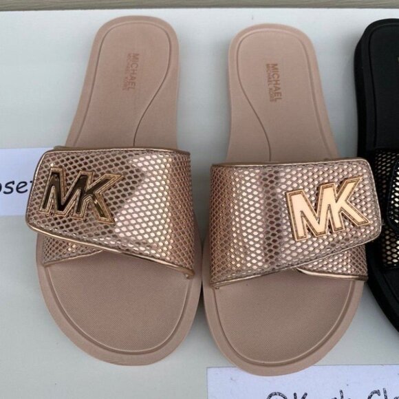 Michael kors Slide Palmer Platform Sandal Rose Gold Ballet Size 8 - Picture 2 of 5